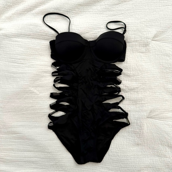 Victoria's Secret Swim | Black Push Up Cutout One Piece Swimsuit - Picture 2 of 4